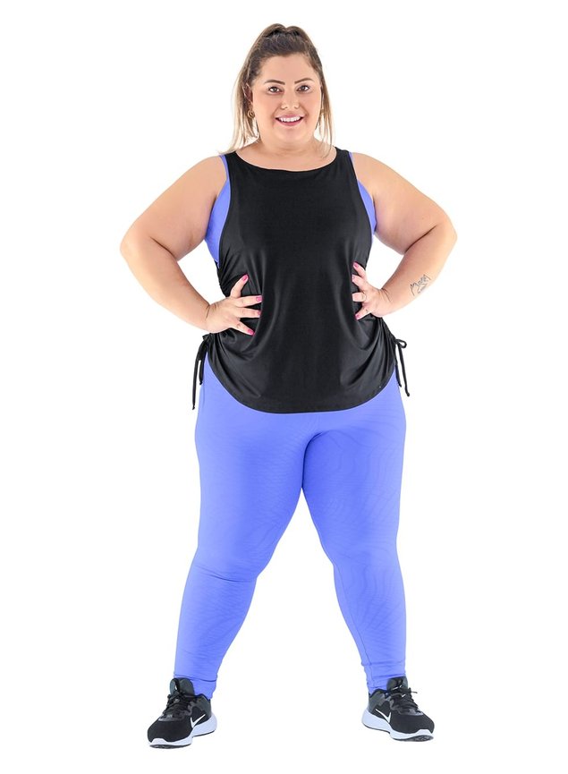 Regata Preta Plus Size Nadador Franzida Aero dray Poliamida BN FITNESS